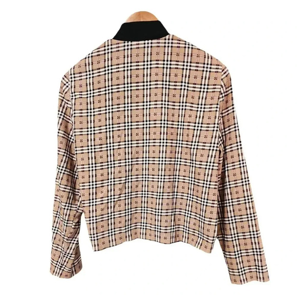M.H.M. Melissa Harper Plaid Jacket Tan Size Medium - Picture 5 of 7
